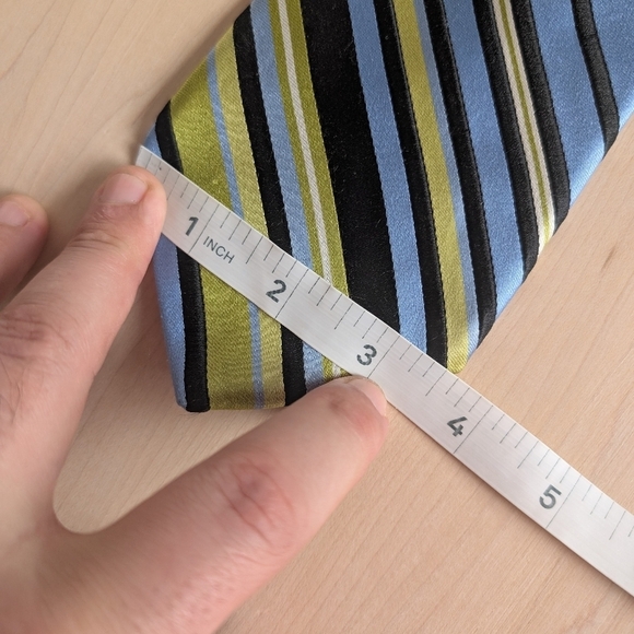 🇬🇧TED BAKER Striped Blue and Green Tie - Picture 6 of 7